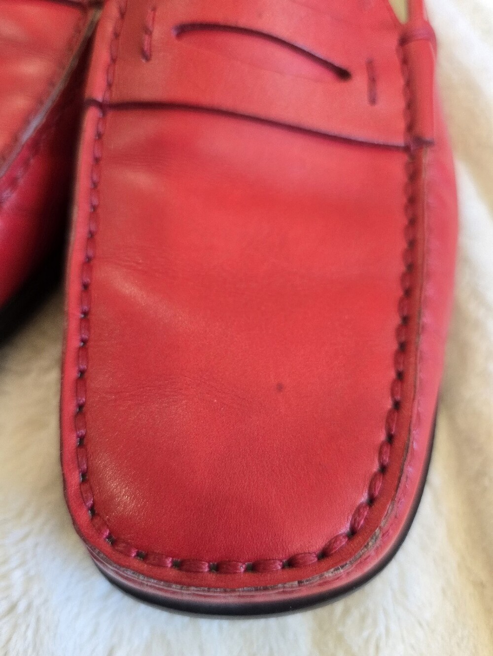 Tod’s Gommino Red Leather Driving Loafer Vintage Women's Size 11 Penny Loafer - Picture 12 of 13